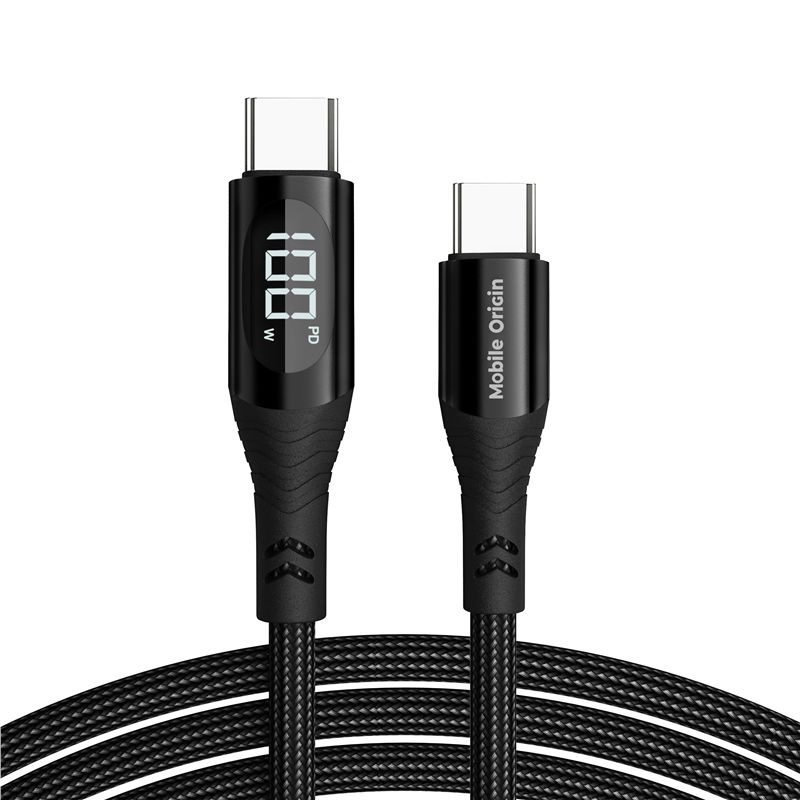 Cablu date si incarcare Mobile Origin USB-C la USB-C 1.5m 100W cu afisaj (iPhone 17 Pro Max, MO-100WDC-CB2) by www.silkase.ro
